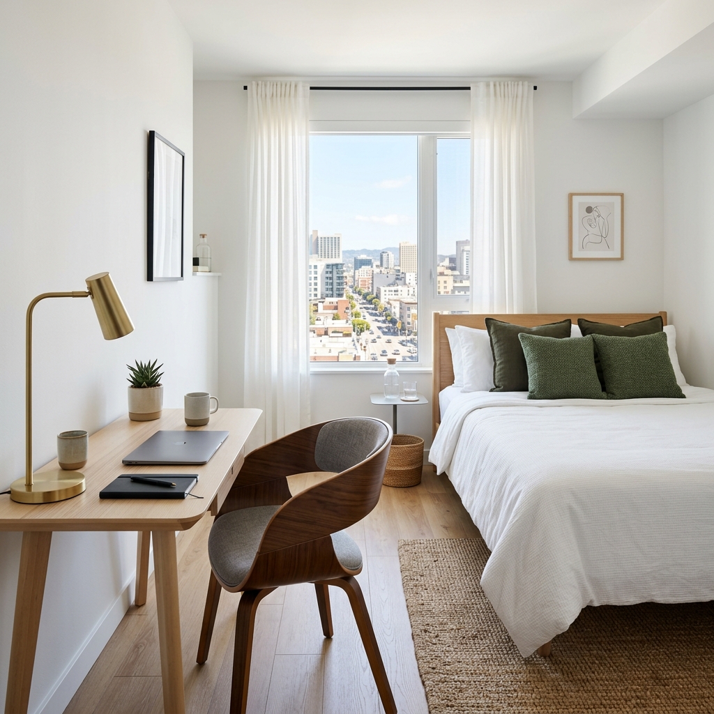 Cozy Minimalist Bedroom Workspace